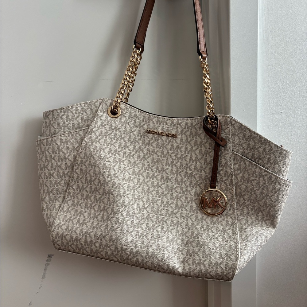 Michael Kors Cream and Gold Tote Bag